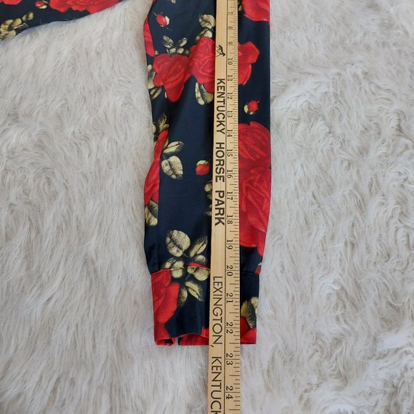 The Kooples Paris 100% Silk Women's Black and Red Rose Blouse Shirt Size 3 - Picture 6 of 9